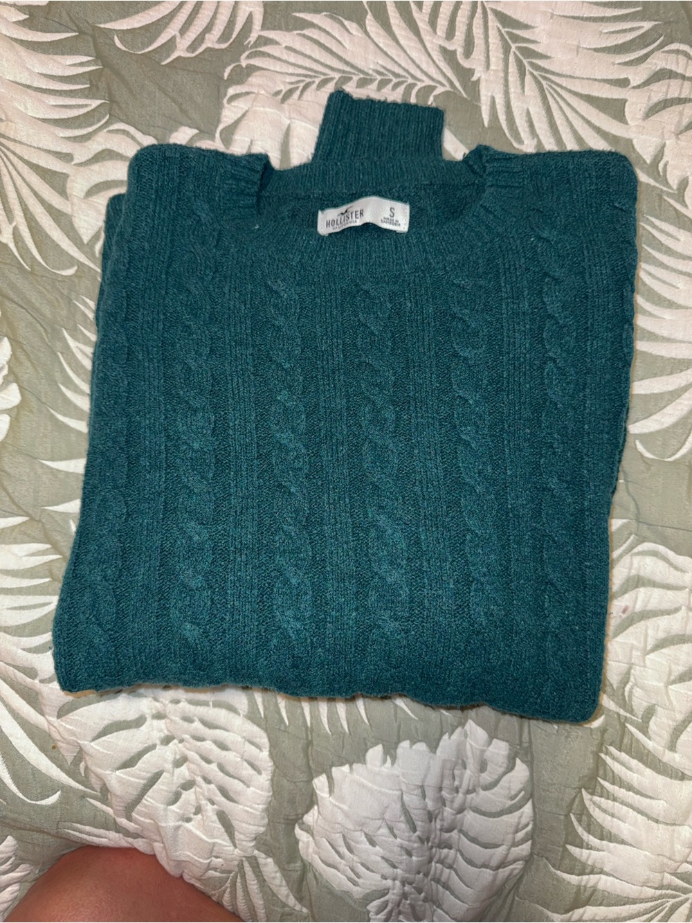 Hollister Teal/Green Cable Knit Turtleneck Sweater size S